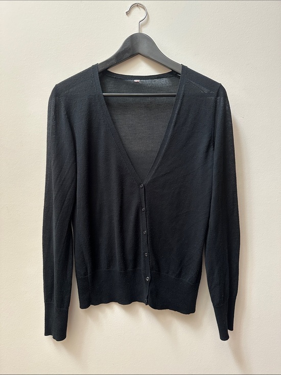 Sweaters - Black V-Neck Button Front Women's Cardigan Sweater
